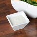 American Metalcraft SCR12 1.25 oz. White Square Ribbed Porcelain Sauce Cup Main Thumbnail 1