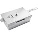 A rectangular stainless steel smoke and steam box with a lid and handle.