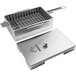 A stainless steel Mibrasa smoke and steam box with a lid.