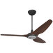 A Big Ass Fans Haiku ceiling fan with cocoa wood blades and black aluminum finish.