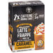 A box of 20 Frozen Bean Single Serve Double Shot Caramel Macchiato Blended Ice Coffee Mix on a counter.
