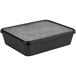 A black rectangular melamine serving box with a black lid.