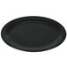 A black round Carlisle melamine plate with a rim.