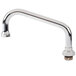 A silver T&S chrome faucet swing spout with a metal handle.