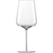 A close-up of a clear Schott Zwiesel Verbelle Bordeaux wine glass with a long stem.
