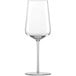 A close-up of a clear Schott Zwiesel Verbelle Cabernet wine glass with a long stem.