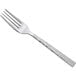 A Oneida stainless steel dessert/salad fork with a hammered silver handle.