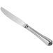 A Sant'Andrea Rossini stainless steel dessert knife with a silver handle on a white background.
