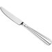 A Oneida Unity stainless steel dessert knife with a white handle.