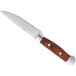 A Oneida stainless steel steak knife with a wood handle.