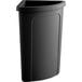 A black Lavex corner round trash can with a black lid.