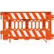 An orange Plasticade barricade with white stripes on both sides.