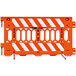 An orange Plasticade barricade with white stripes on one side.