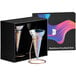 A black box with two Flavour Blaster ice cream cone cocktail glasses with a rainbow design.