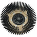 A Powr-Flite 12" right soft polypropylene scrub brush with black bristles on a circular object.