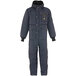 A navy blue RefrigiWear coverall with a hood and pockets.