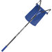 A blue and black Snow Joe roof rake with a handle and a slide.