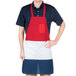 Intedge Red White and Blue Poly-Cotton Bib Apron with 1 Pocket - 34"L x 30"W Main Thumbnail 1