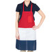 Intedge Red White and Blue Poly-Cotton Bib Apron with 1 Pocket - 34"L x 30"W Main Thumbnail 3