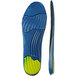 A blue and yellow Tingley Premier G2 unisex shoe insole with black lines.