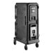 A charcoal gray Cambro Pro Cart Ultra with one active hot and one active cold compartment on wheels.