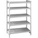 A white Cambro Camshelving Premium unit with 5 vented shelves.