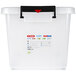 An Araven white translucent plastic food box with a black handle.