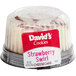A David's Cookies single serve strawberry swirl cheesecake.