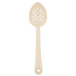 A beige polycarbonate spoon with holes in the bowl.