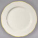 7 3/8" Ivory (American White) Scalloped Edge China Plate with Gold Band - 36/Case Main Thumbnail 1
