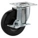 A set of four Main Street Equipment black and silver plate casters.