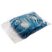 A Lavex clear plastic poly bag containing blue clothes.