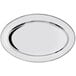 An Acopa stainless steel oval platter with a silver border.