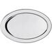 An oval stainless steel platter with a silver finish.
