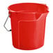 A red Lavex round bucket with a handle.