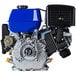 A blue and black DuroMax gasoline engine with a 1" shaft.