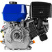 A blue and black DuroMax gasoline engine with a 1" shaft.