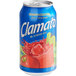 A Clamato tomato juice can with a blue label.