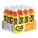 A box of 12 C4 Energy Orange Slice energy drink bottles.