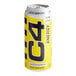 A yellow and white can of C4 Energy Arctic Snow Cone energy drink.