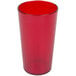 A Cambro ruby red SAN plastic tumbler with a white background.