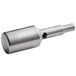 A stainless steel faucet valve with a threaded end.