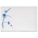 A rectangular white melamine plate with blue and white bamboo design.