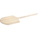 A Choice wooden pizza paddle with a handle.