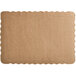 A brown rectangular Enjay cake board with scalloped edges.