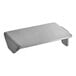 A white rectangular metal shelf for a countertop charbroiler with a metal handle.