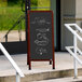 Aarco MA-3B 42" x 18" Cherry A-Frame Sign Board with Black Write On Chalk Board Main Thumbnail 1