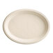 An EcoChoice natural bagasse oval plate with a white background.