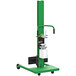 A green Valley Craft pneumatic lift and stacker with wheels.