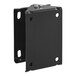 A black powder-coated metal plate with holes for mounting.